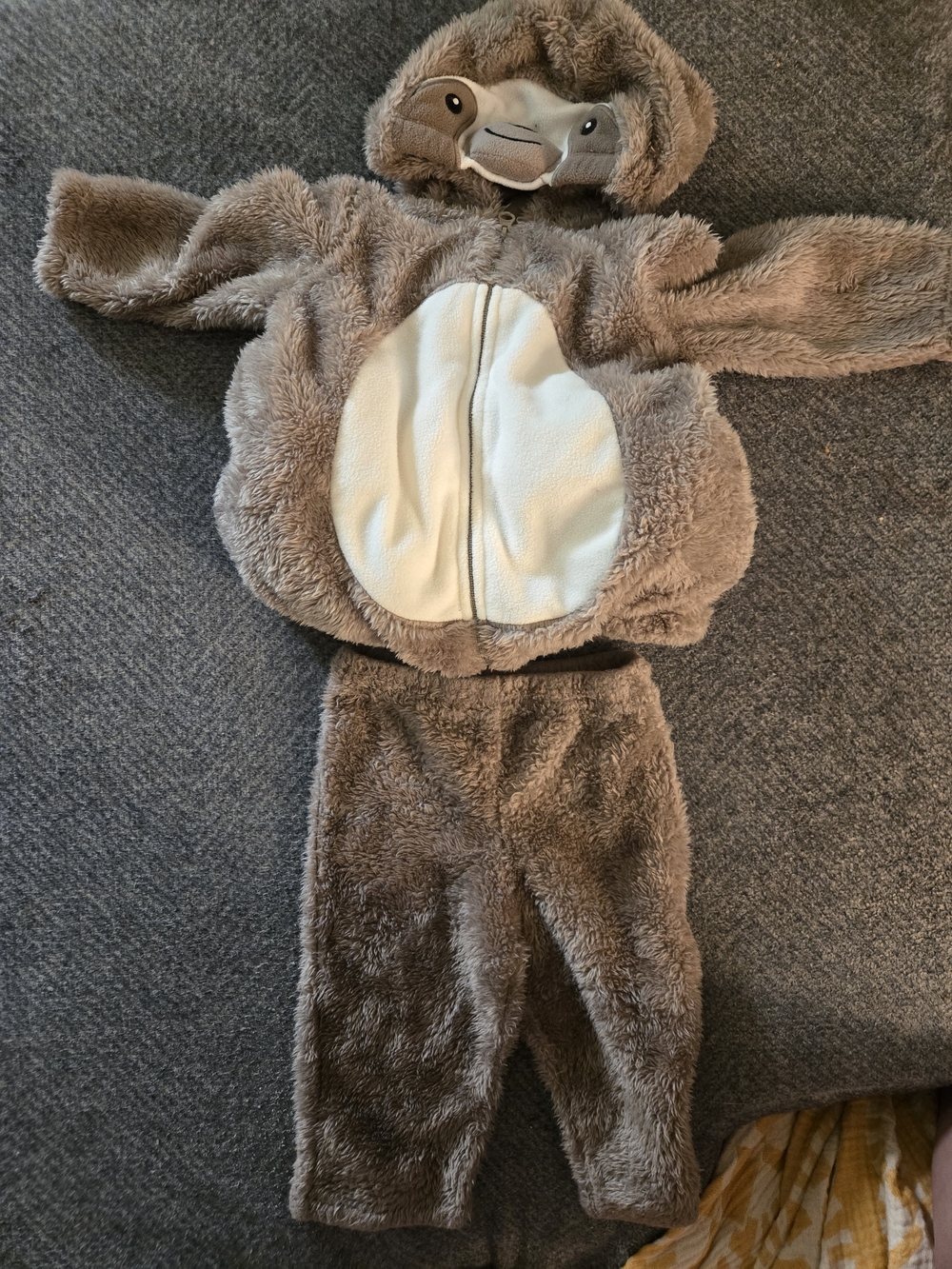 Brown Fuzzy Sloth Costume Two-Piece with Hood, 6-9 Months